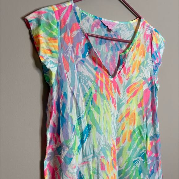 Lilly Pulitzer Shelley Top Cap Sleeve Sparkling Sands Brush Stoke Shirt Size XS - Picture 4 of 7